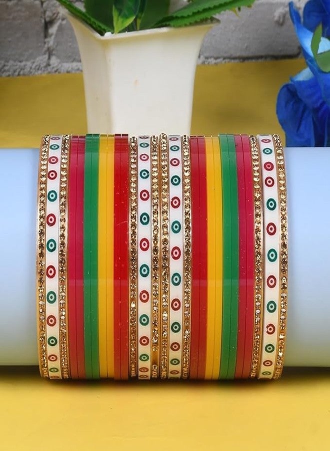 BANGLESKART Plastic Radiant Red Maroon Green Multicolor Punjabi Bridal Chuda for Girls, Women, and Brides (2.6, Multicolor) (2.6) - Image 5
