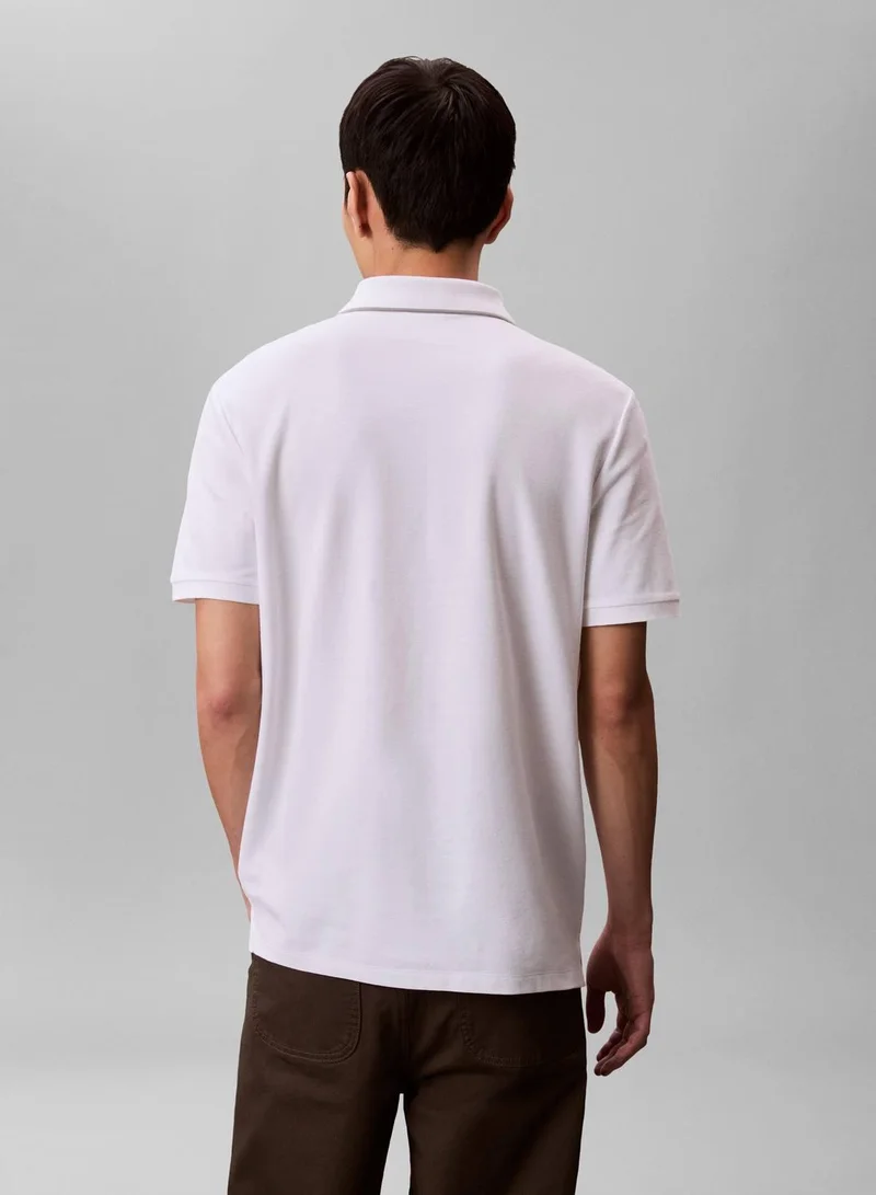 CALVIN KLEIN Bright White Piqué Tipping Polo Shirt for Men | Best Price UAE
