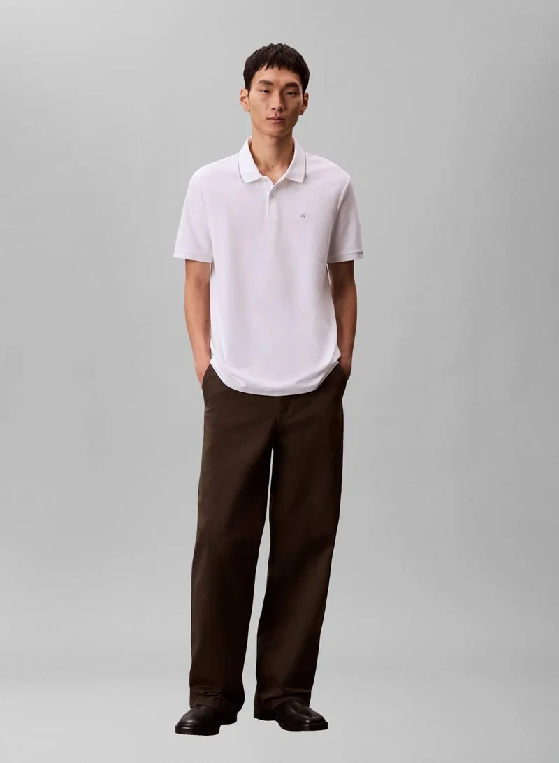 CALVIN KLEIN Bright White Piqué Tipping Polo Shirt for Men | Best Price UAE