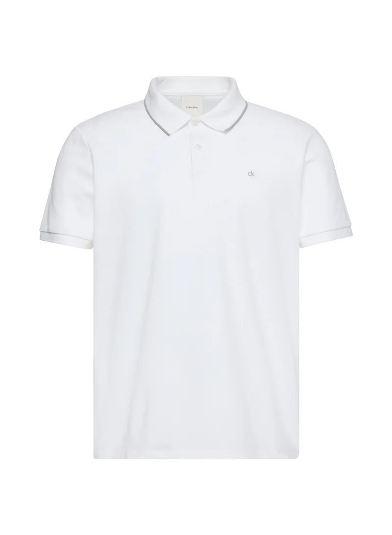 CALVIN KLEIN Bright White Piqué Tipping Polo Shirt for Men | Best Price UAE