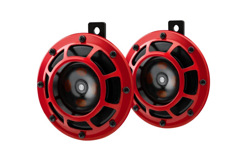 Hella 003.399-842 Red Grill Super tone Horn Set (12V,300/500 Hz,105-118 dB @ 2 m) | For Bikes and Cars | Red - Image 2