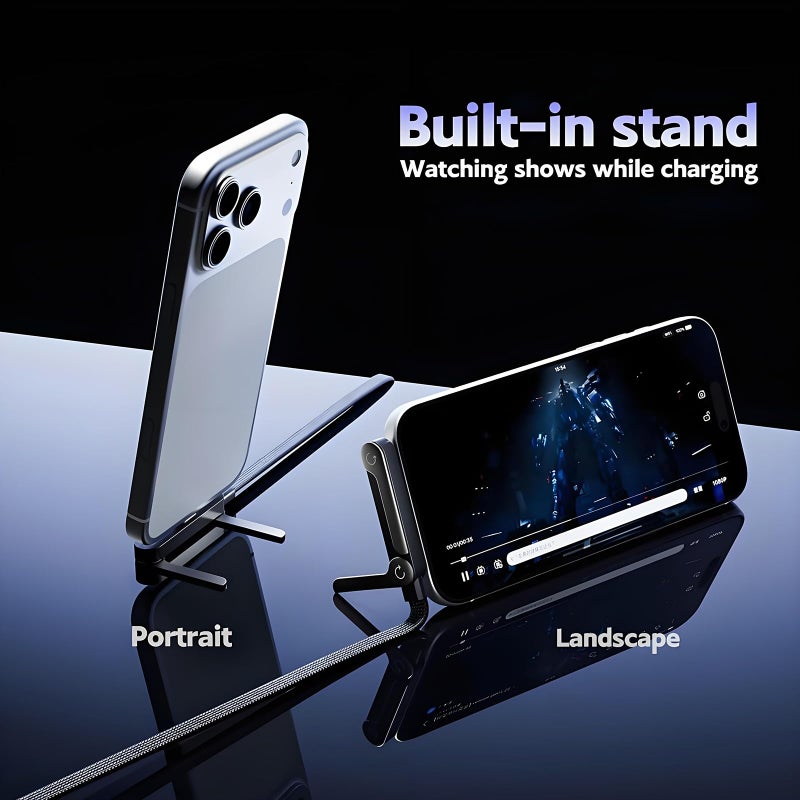 Yaslayp Invisible Holder Charger Cable with Stand,Type-C to Type-C,240W PD Fast Charging Cable with 360Â° Adjustable Metal Stand,2 in 1 Invisible Holder Charger Cable with Stand for Desk, Gaming (1PC) - Image 5