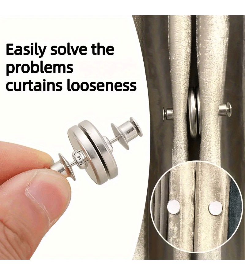 36pcs Magnetic Curtain Clips With 18 Magnets And 18 Fixing Buckles Classic Metal Style Large Pins Tool Free Installation Reusable Windproof For Home Bedroom Office Windows - Image 1
