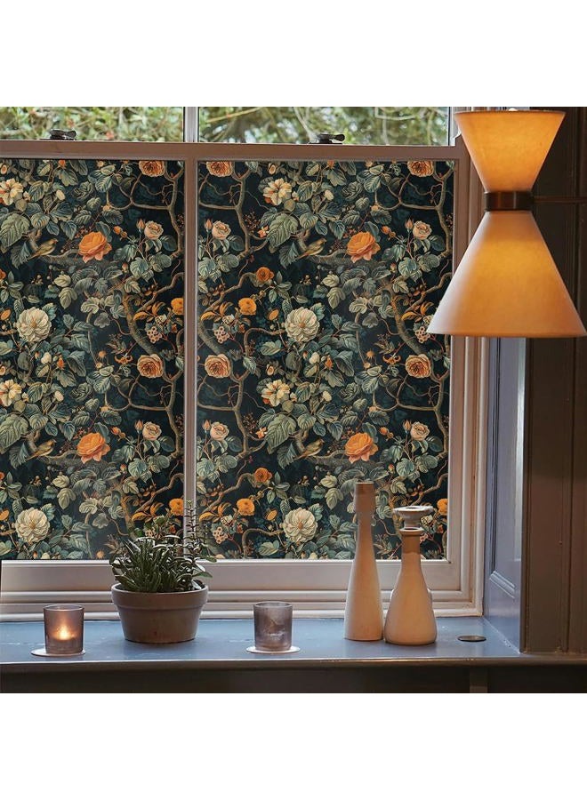 REDAMANCY Fairy Pink Blue Cherry Flowers Tree Branch Stained Glass Window Films Decorative Double-Side Privacy Film Self-Adhesive Static Glass Window Clings for Living Room Bathroom Glass Windows Decor - Image 3