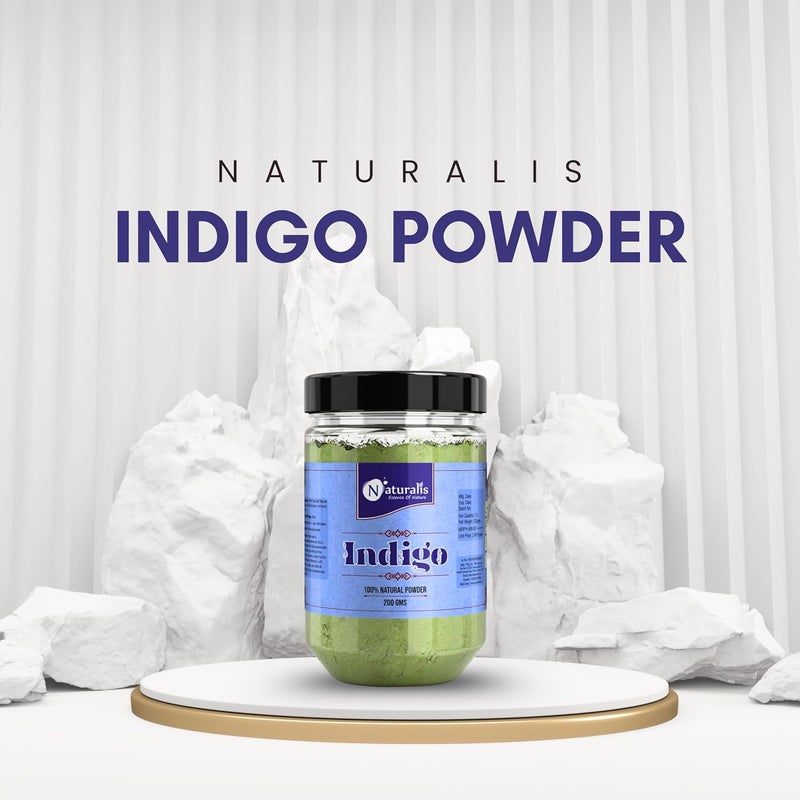 Naturalis مسحوق النيلي الطبيعي للشعر الأسود  مسحوق النيلي 200 جرام  تلوين الشعر الطبيعي  بدون ألوان مضافة  لون شعر نباتي  نابض بالحياة  مغذي - Image 2