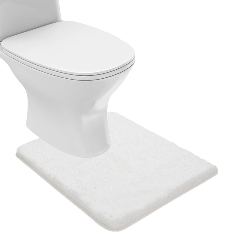 Suchtale Bathroom Contour Rug Non Slip Bath Mat Water Absorbent Soft Microfiber Shaggy Bathroom Mat Machine Washable Bath Rug for Bathroom Thick Plush U Shape Toilet Rug 20 x 24 White
