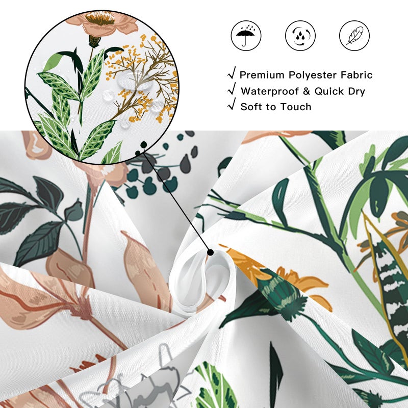 BayNook Vintage Boho Floral Shower Curtain, Green Pink Spring Summer Flower Tropical Leaves Plant Shower Curtains for Cute Fun Botanical Bathroom Decor, 72x72 - Image 4