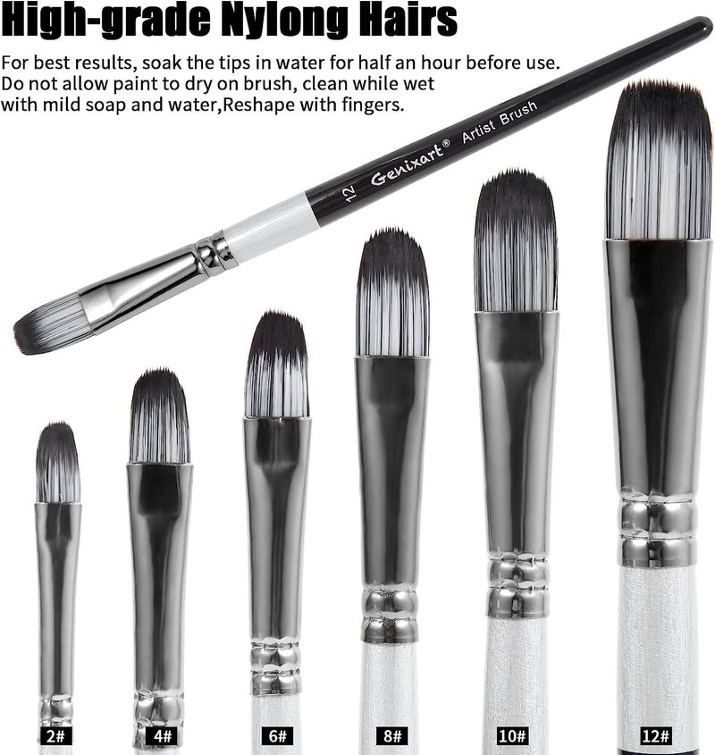 Levin THE NEXT LEVEL IN OFFICE STATIONERY Levin 6 Pcs Artist Paintbrushes for Acrylic Oil Watercolor Gouache Painting, Premium Nylon Hair Art Paint Brush for Beginners and Professionals (Filbert) - Image 3