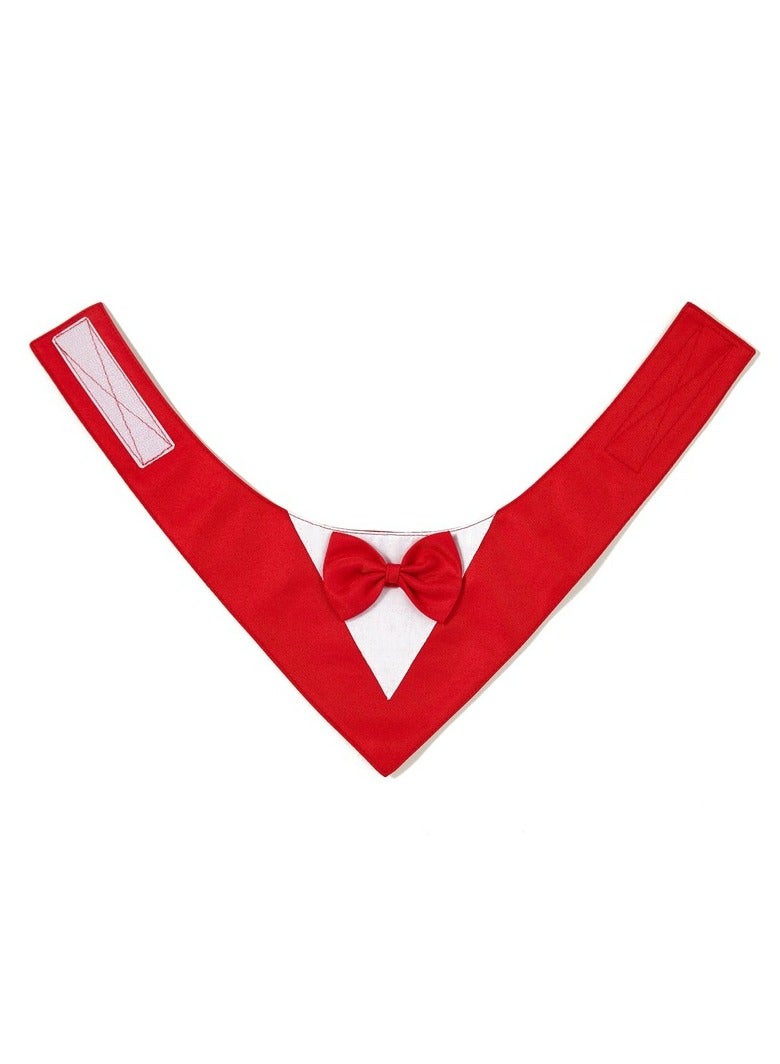 Generic Dog Tuxedo Formal Cat Wedding Bandana Dog Collar with Bow Tie Cat Birthday Costume Valentines Outfit Pet(RED-S)  - Image 5