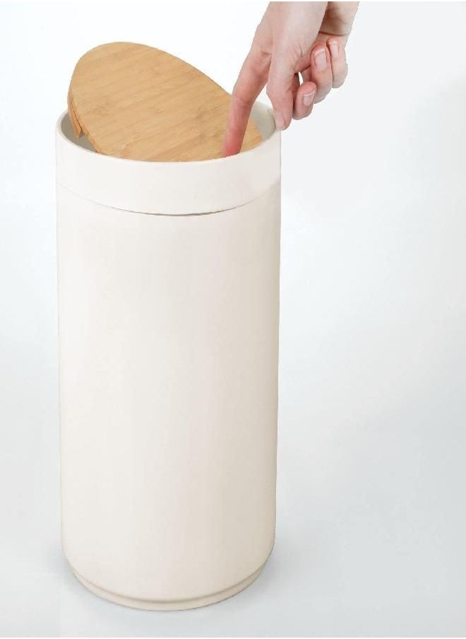 mDesign Plastic Round Trash Can Small Wastebasket, Garbage Bin Container with Swing-Close Lid, Kitchen, Bathroom, Home Office, Bedroom Basket; Holds Waste, Recycling,1.3 Gallon -Cream/Beige/Natural - pzsku/Z49F00A06D6BD801A12F7Z/45/_/1692791162/49f68036-2c11-4464-9388-8bb66a2ba1c0