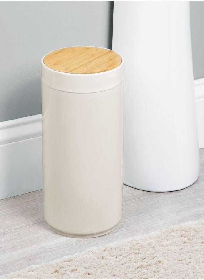 mDesign Plastic Round Trash Can Small Wastebasket, Garbage Bin Container with Swing-Close Lid, Kitchen, Bathroom, Home Office, Bedroom Basket; Holds Waste, Recycling,1.3 Gallon -Cream/Beige/Natural - pzsku/Z49F00A06D6BD801A12F7Z/45/_/1692791291/32ce910e-7d1b-4c81-a72e-9755f654b1a6