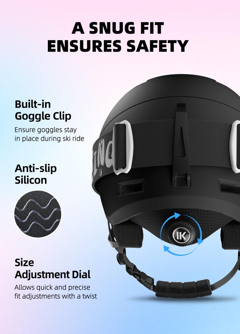 InnerKing Kids Ski Helmet and Goggles, Lightweight Boys Ski Helmet, Reinforced PC Shell & Shock-Absorbing EPS Foam & Soft Lining, Girls Snowboard Helmet 10 Vents, Snow Sport Helmets for Teens - Black - Image 4