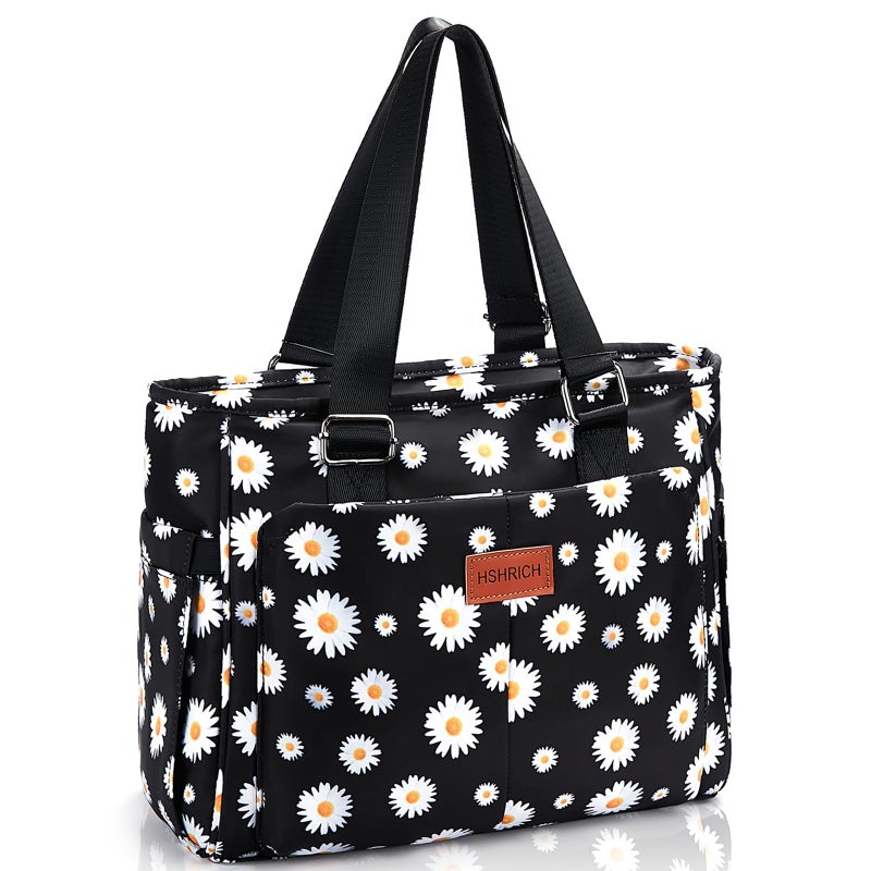HSHRICH Large Floral Insulated Handbag for Women Work, 12L Leakproof Lunch Cooler Tote with Storage Pocket, Reusable for Picnic Hiking - Image 1