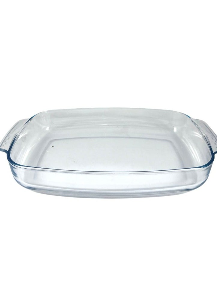 Homemaker Turkish-Designed Premium Curve Rectangular Deep Glass Baking Dish – 5L Capacity, 44x28.1cm, 6.5cm Height – Elegant Clear Finish, Oven & Dishwasher Safe  - Image 1