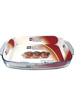 Homemaker Turkish-Designed Premium Curve Rectangular Deep Glass Baking Dish – 5L Capacity, 44x28.1cm, 6.5cm Height – Elegant Clear Finish, Oven & Dishwasher Safe  - Image 4