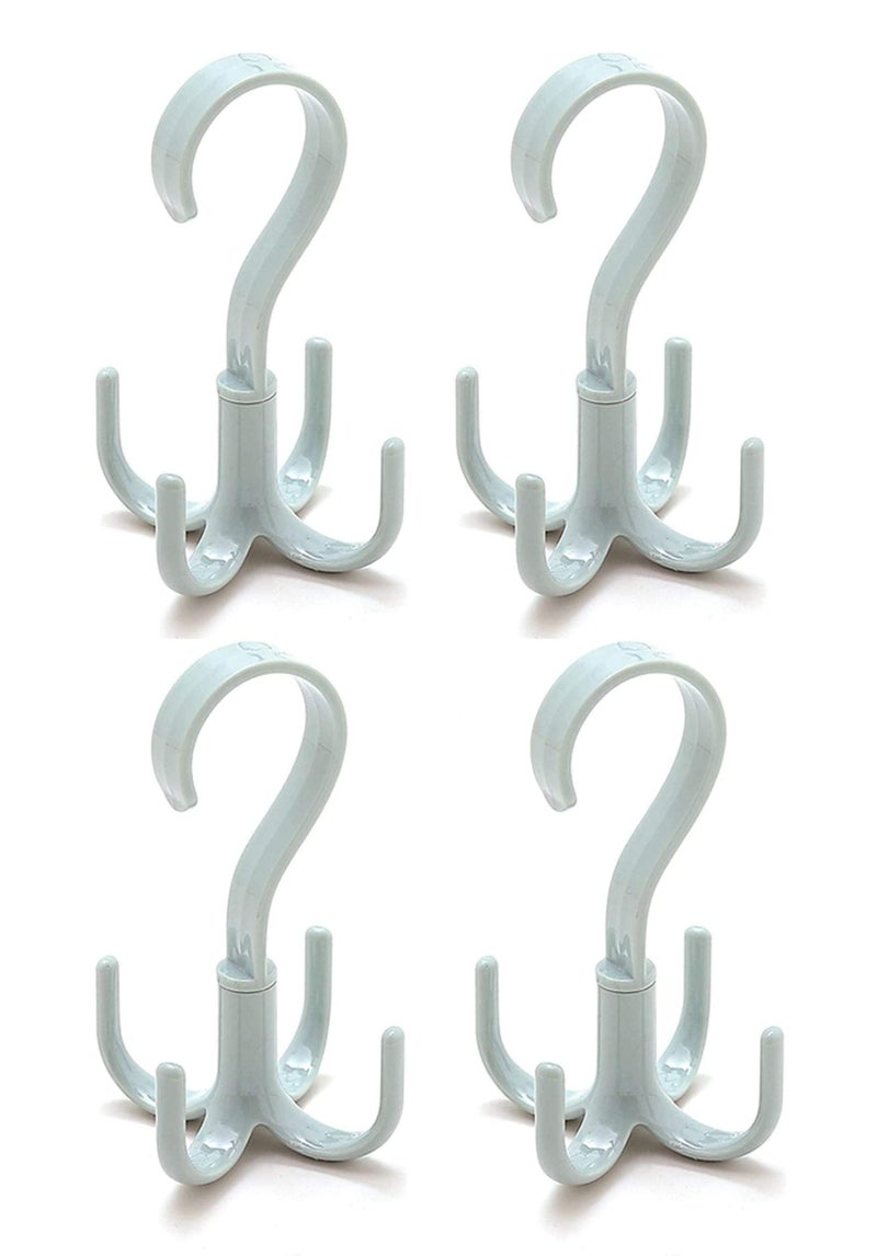 KolorFish Rotating Handbag Hanger Rack Closet Storage Organizer Hooks for Ladies Bag Belt Tie Scarf (Pack of 4) Blue - Image 1