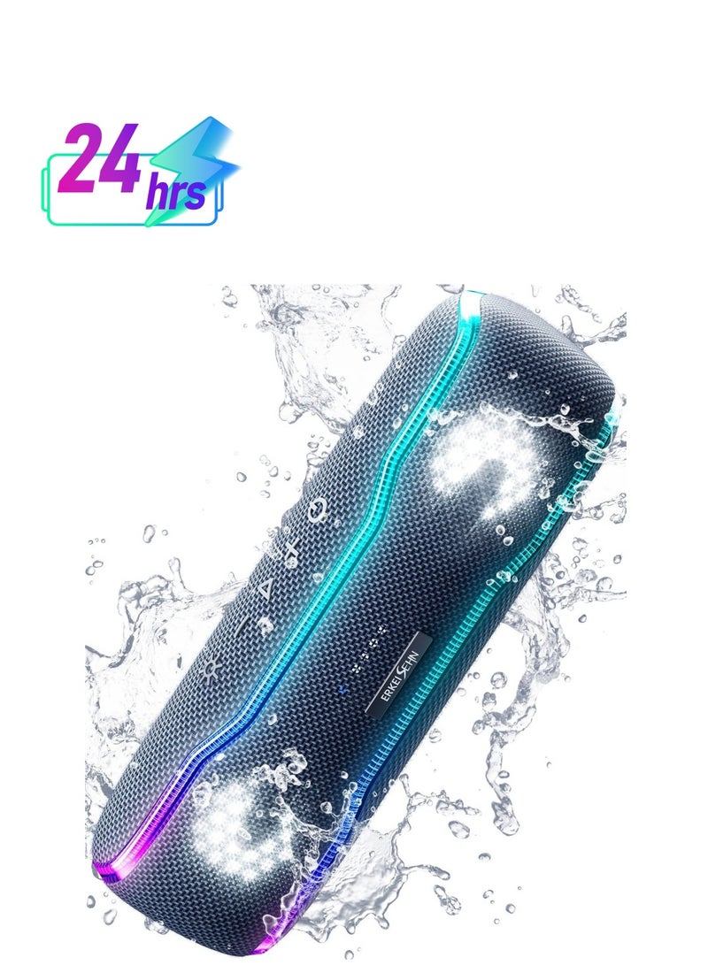 Portable Bluetooth Speaker IPX7 Waterproof Wireless Speaker with Bluetooth 5.3 TWS Pairing 360° Surround Sound Colorful Flashing Lights 30W Super Bass 24H Playtime for Outdoor Party Beach Travel - Image 1