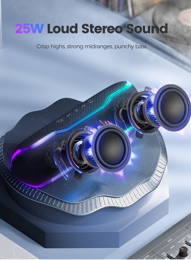 Portable Bluetooth Speaker IPX7 Waterproof Wireless Speaker with Bluetooth 5.3 TWS Pairing 360° Surround Sound Colorful Flashing Lights 30W Super Bass 24H Playtime for Outdoor Party Beach Travel - Image 2