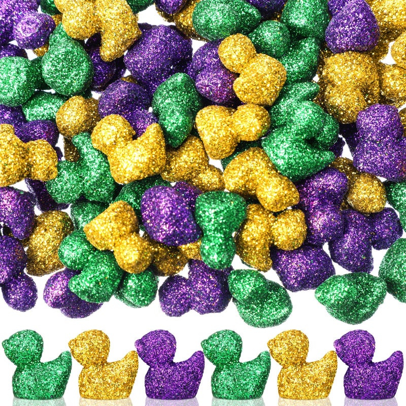 Yaocom 100 Pcs Mini Glitter Bright Duck Statue Glitter Duck Figurines Micro Garden Landscape Dollhouse Cake Decoration Potted Plants DIY Craft Charms for Party Christmas Thanksgiving Gift - Image 1