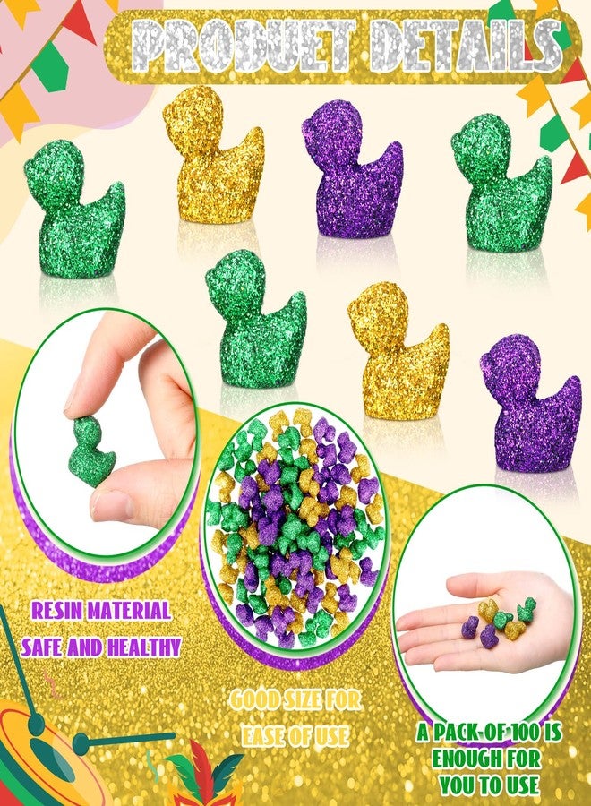 Yaocom 100 Pcs Mini Glitter Bright Duck Statue Glitter Duck Figurines Micro Garden Landscape Dollhouse Cake Decoration Potted Plants DIY Craft Charms for Party Christmas Thanksgiving Gift - Image 3