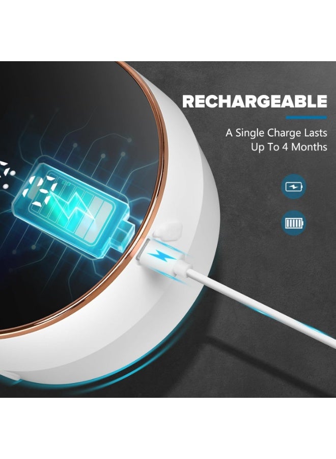 KITCHENOO Automatic Soap Dispenser Foam Bathroom: Wall Mount Rechargeable Touchless Adjustable Auto Smart Electric Plastic White Foaming Soap Dispenser with Clock - Kitchen - Hand Dish Lotion Couple Kids - Image 2