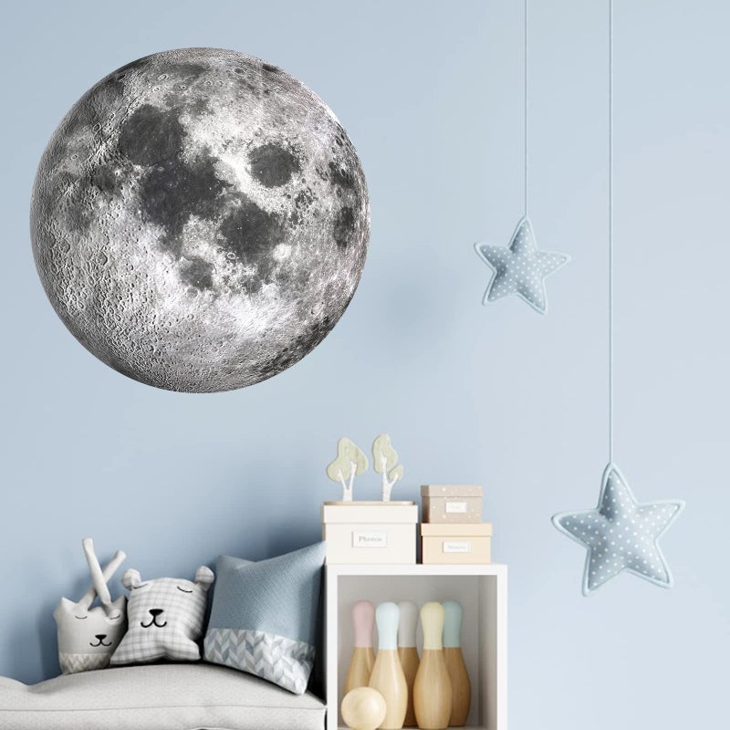 iinuu Moon Wall Stickers, Full Moon Universe Space Wall Sticker, Large Size Planet Wall Decal, Space Wall Decor for Bedroom Classroom Playroom Nursery Birthday Gift Idea - Image 5