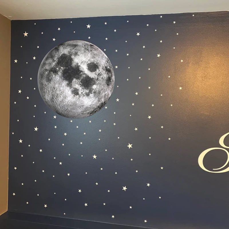 iinuu Moon Wall Stickers, Full Moon Universe Space Wall Sticker, Large Size Planet Wall Decal, Space Wall Decor for Bedroom Classroom Playroom Nursery Birthday Gift Idea - Image 4