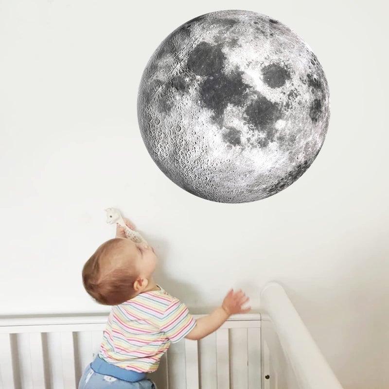 iinuu Moon Wall Stickers, Full Moon Universe Space Wall Sticker, Large Size Planet Wall Decal, Space Wall Decor for Bedroom Classroom Playroom Nursery Birthday Gift Idea - Image 2