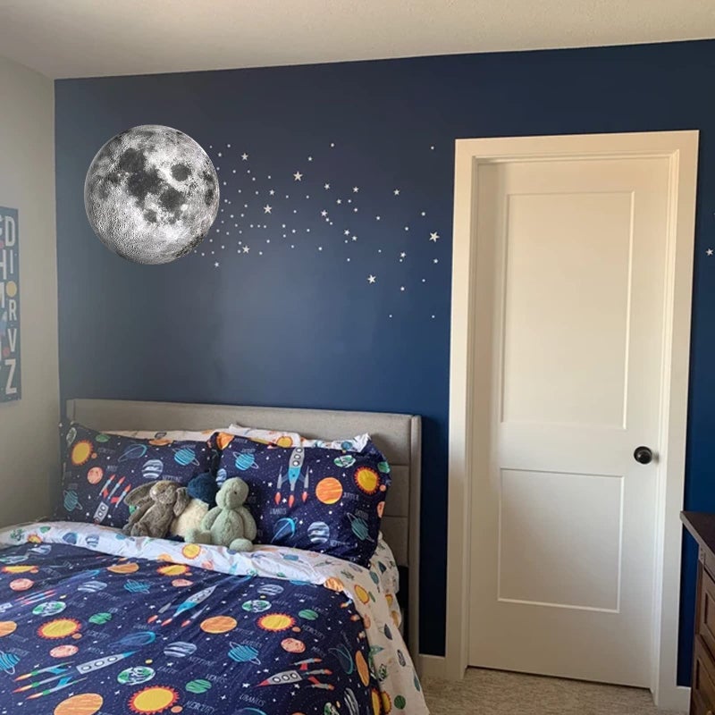 iinuu Moon Wall Stickers, Full Moon Universe Space Wall Sticker, Large Size Planet Wall Decal, Space Wall Decor for Bedroom Classroom Playroom Nursery Birthday Gift Idea - Image 3