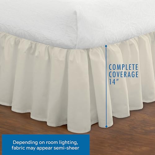 FRESH IDEAS Bedding Ruffled Bedskirt, Classic 14” Drop Length, Gathered Styling, Twin, Ivory (FRE30114IVOR01) - Image 3