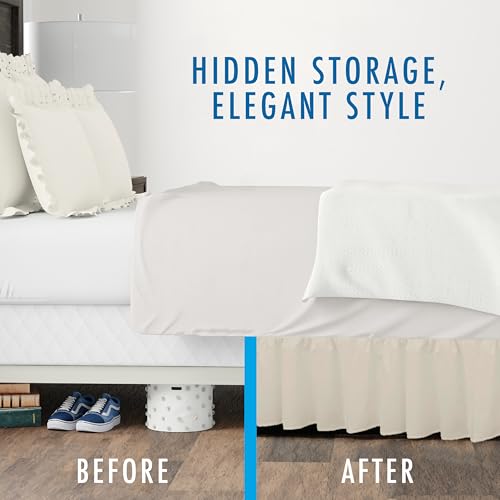 FRESH IDEAS Bedding Ruffled Bedskirt, Classic 14” Drop Length, Gathered Styling, Twin, Ivory (FRE30114IVOR01) - Image 4