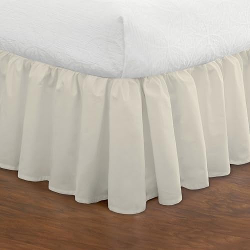 FRESH IDEAS Bedding Ruffled Bedskirt, Classic 14” Drop Length, Gathered Styling, Twin, Ivory (FRE30114IVOR01) - Image 1