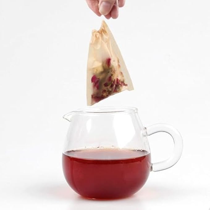 تخيل 100 كيس شاي للاستخدام مرة واحدة لأوراق الشاي السائبة، أكياس شاي فارغة للشاي السائب، 100 كيس فلتر شاي غير مبيض مصنوع من لب الخشب الطبيعي، مادة ورقية، برباط 7 * 9 سم - Image 5