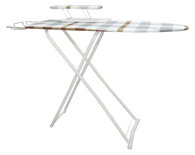 ZERIFAM Foldable Ironing Board, Compact Iron Board with Iron Rest Sleeves,  Ironing Board Foldable Ironing Stand with 4 Adjustable,  Heights Thick Heat Resistant Cover Light Grey 41 inch - Image 1