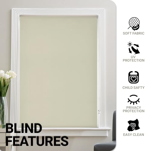 Deco Window 100% Blackout Roller Blinds for Windows 2Ft x 7Ft (W x H) Sun, UV Protection & Glare Resistant for Home & Office-Ivory - Image 2