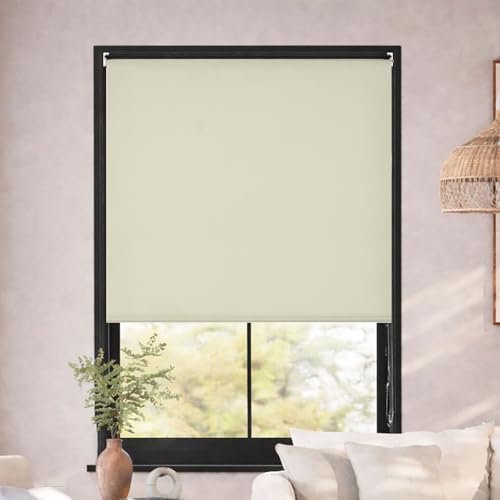 Deco Window 100% Blackout Roller Blinds for Windows 2Ft x 7Ft (W x H) Sun, UV Protection & Glare Resistant for Home & Office-Ivory - Image 1