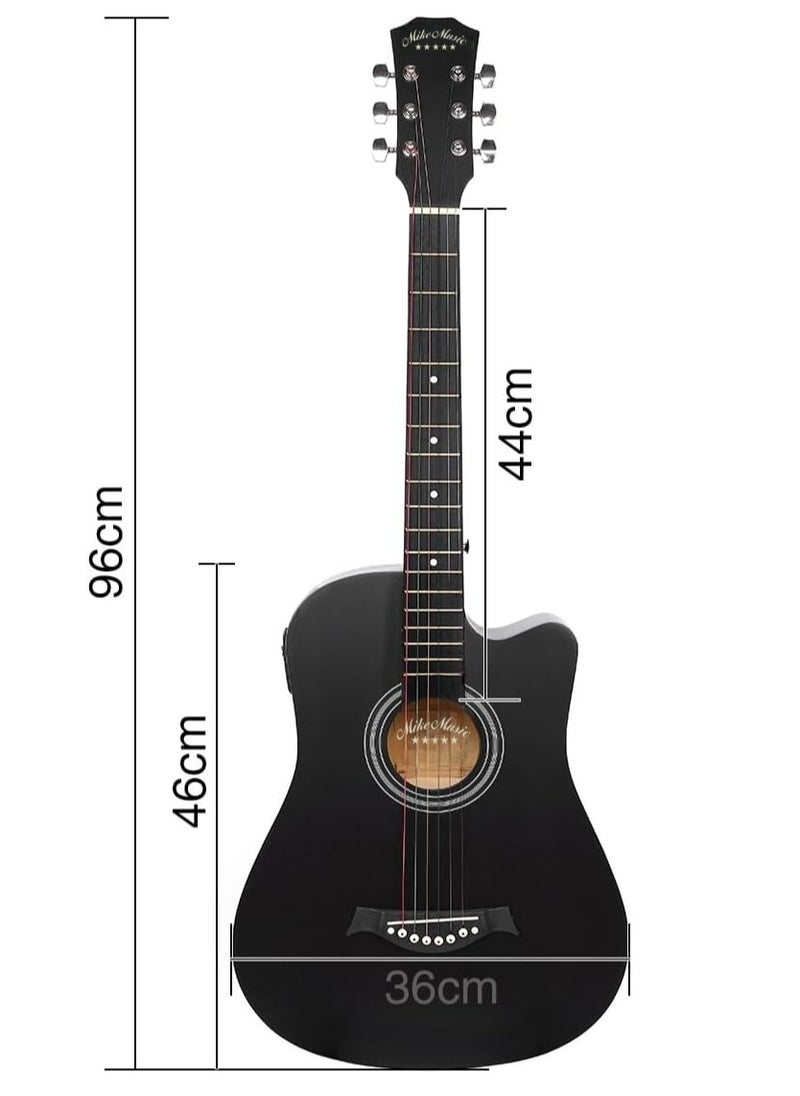 Mike Music 38-Inch Acoustic Electric Guitar Kit with 4-Band EQ, Gig Bag, Capo, Tuner, Chord Chart, Picks, Cable & Strings – Complete Beginner Set by Mike Music  - Image 2