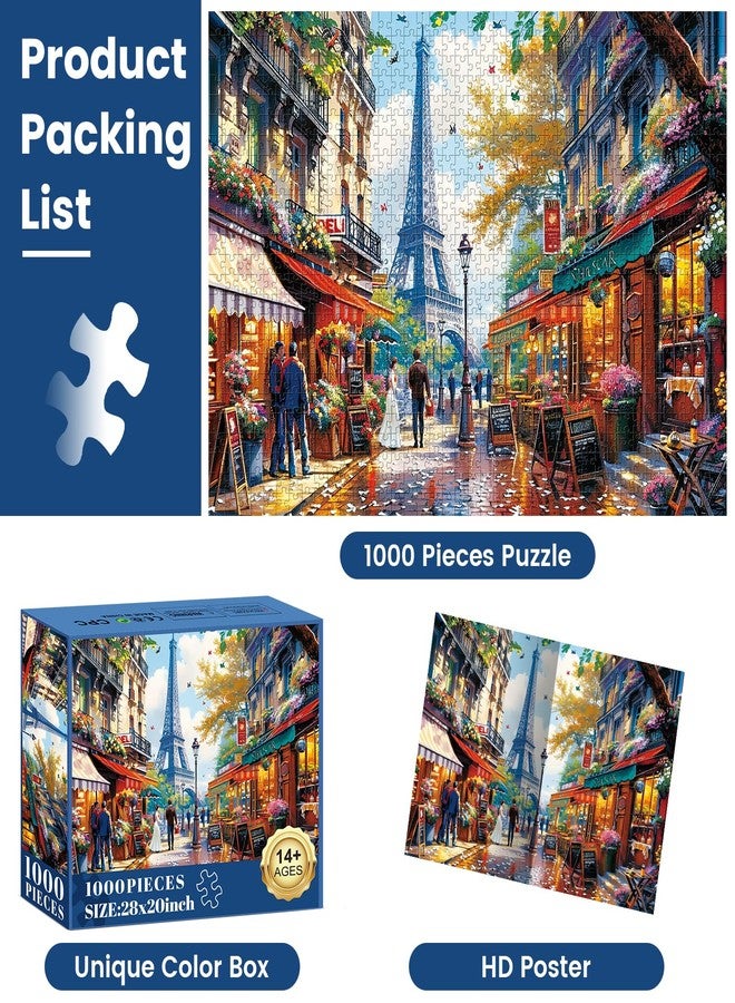 Edsjegn 1000 Pieces Puzzle for Adults - Charming Paris Puzzle for Adults Children - Recycled Paper Jigsaw Puzzle 1000 Pieces - Fun and Challenging Family Game Great Gift Idea, Finished Size is 28 * 20 in - Image 5