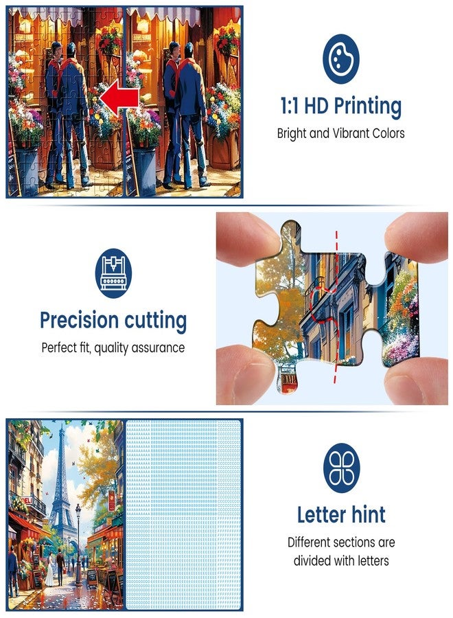 Edsjegn 1000 Pieces Puzzle for Adults - Charming Paris Puzzle for Adults Children - Recycled Paper Jigsaw Puzzle 1000 Pieces - Fun and Challenging Family Game Great Gift Idea, Finished Size is 28 * 20 in - Image 4