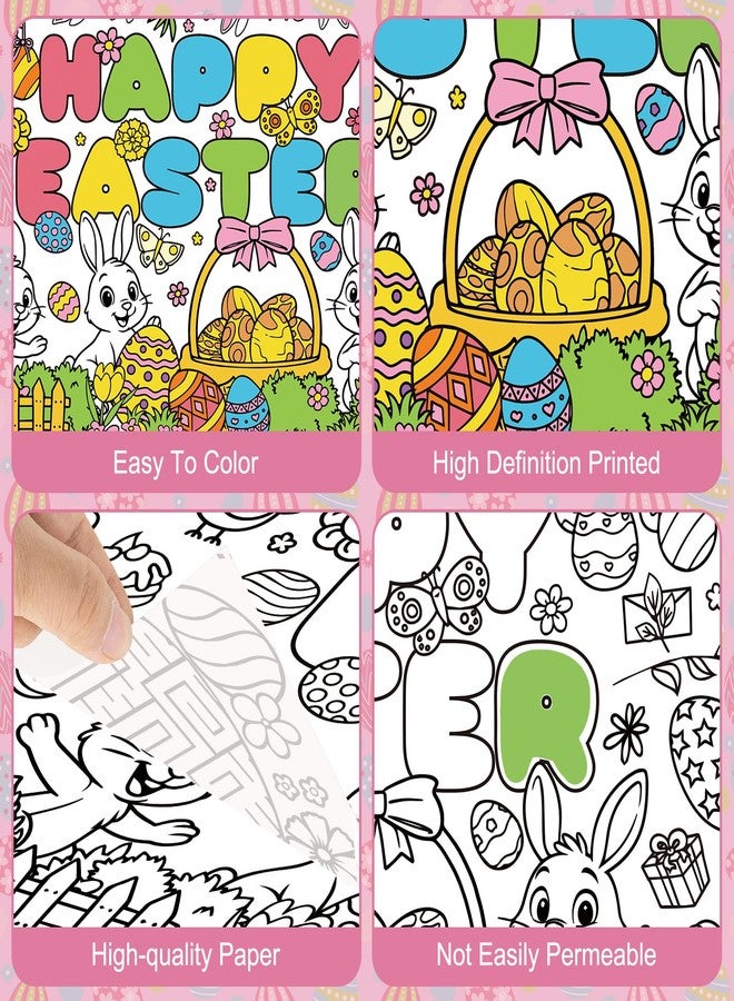 Litmitfu Large Happy Easter Coloring Table Cloth - Giant Spring Rabbits Flower Coloring Poster, Jumbo Funny Draw Paper Tablecloth Cover Banner for Easter Decorations Party Supplies Gifts, 30x72 Inch - Image 5
