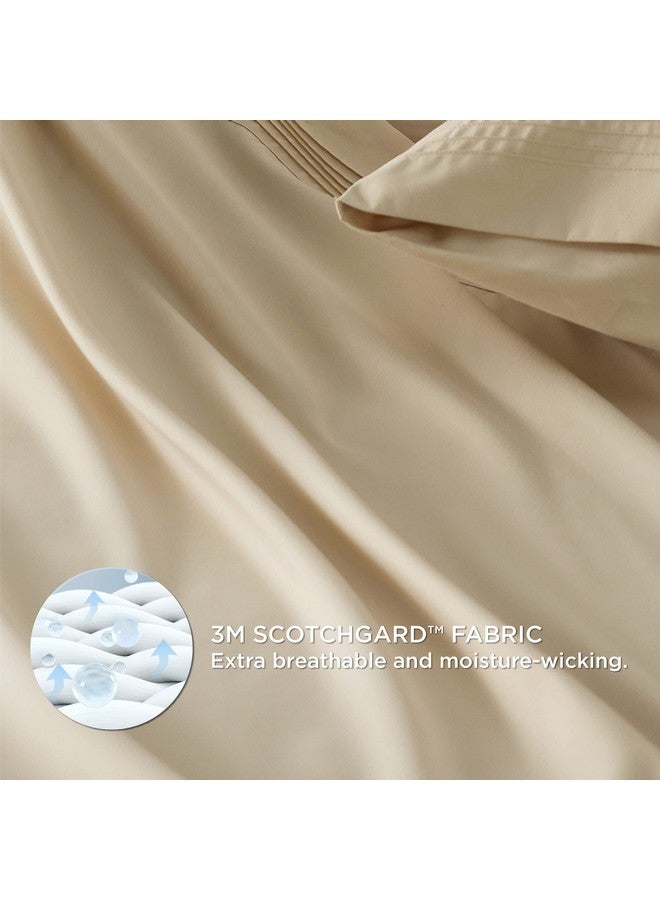 Bedsure Bedsure Deep Pocket Queen Sheets Set - Fits Mattresses Up to 21" Thick, 4 Piece Air Mattress Sheets with Deep Pocket, Moisture Wicking Soft Cooling Bedding Sheets & Pillowcases, Beige  - Image 3