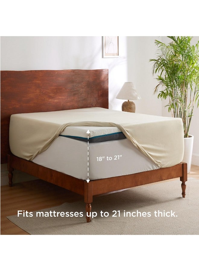 Bedsure Bedsure Deep Pocket Queen Sheets Set - Fits Mattresses Up to 21" Thick, 4 Piece Air Mattress Sheets with Deep Pocket, Moisture Wicking Soft Cooling Bedding Sheets & Pillowcases, Beige  - Image 2