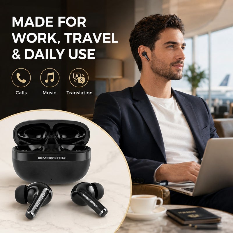 Monster Wireless Bluetooth 6.0 Earbuds with AI Live Translation, In-Ear True Wireless Earphones, HiFi Stereo Sound, Smart Touch Control, Long Battery Life Charging Case for Travel, Work, Calls and Music - Image 5