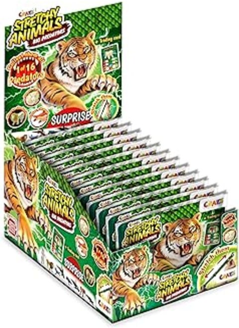 CRAZE Pack of 12 Stretchy Animals Big Predators - Animal Figures with Elastic Skin, Special Filling, Special Effects and Playing Cards There are 16 Models to Collect
