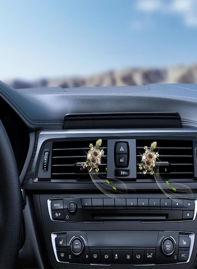 ORIESSE Sea Turtle Car Air Freshener Vent Clips,Beach Ocean Car Decor,2pcs Turtle Vent Clips,Coastal Decorations for Women,Rhinestone Refillable Diffuser - Image 2