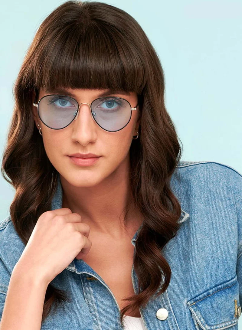 John Jacobs John Jacobs | Silver Blue Round | UV Protected Sunglasses | For Men & Women | Size - Medium | JJ S13871
