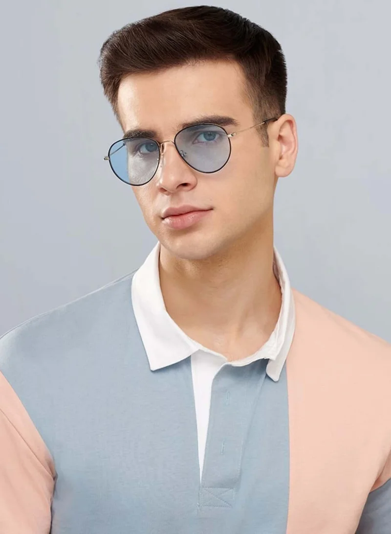 John Jacobs John Jacobs | Silver Blue Round | UV Protected Sunglasses | For Men & Women | Size - Medium | JJ S13871