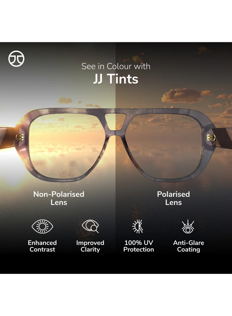 John Jacobs John Jacobs | Silver Blue Round | UV Protected Sunglasses | For Men & Women | Size - Medium | JJ S13871