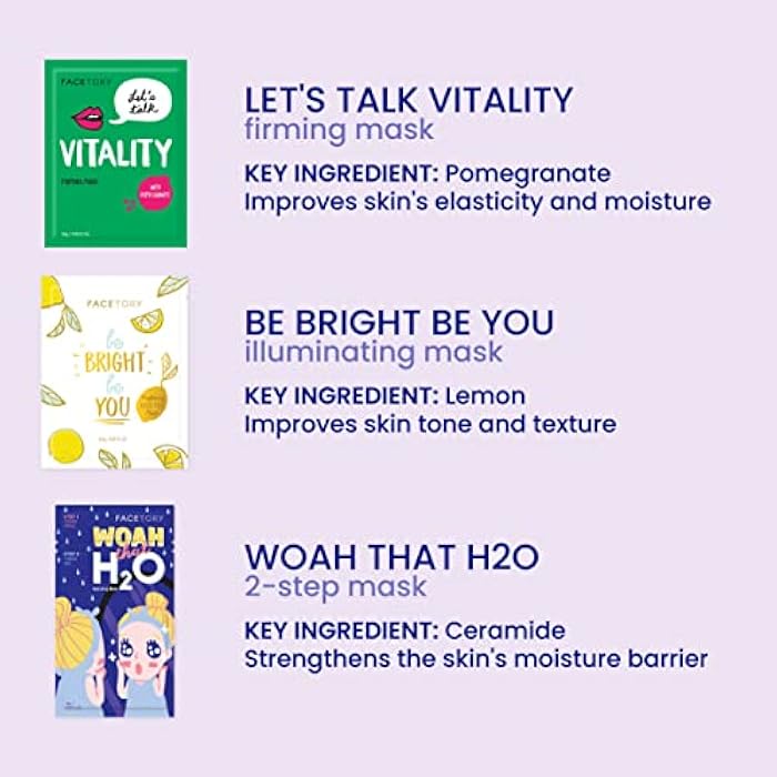FACETORY K Beauty Face Mask Skin Care - BEST OF 7 COLLECTION Sheet Mask Set | Natural Premium Korean Face Mask For All Skin Types - No Sulfates No Parabens (7 pc) - Image 5