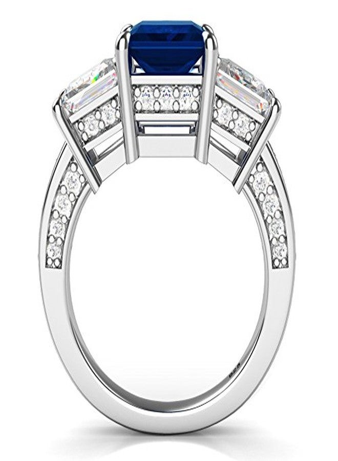 Metal Factory Sz 7 Sterling Silver 925 Princess Cut Blue & White Cubic Zirconia CZ Engagement Ring - Image 2